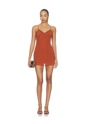 MORE TO COME Itzyana Beaded Mini Dress in Rust. Size L. Also in XXS, XS, S, M, XL.
