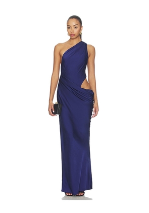MISHA The Isadora Satin Dress in Blue. Size L. Also in XXS, XS, S, M, XL.