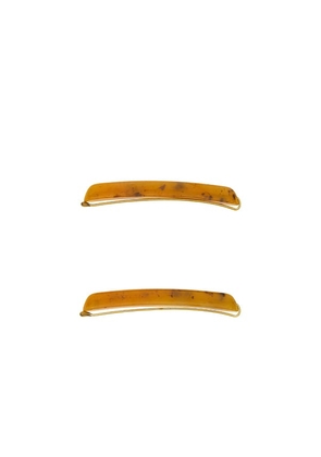LELET NY Bleeker Mini Bobbi Pin Set Of 2 in Brown.