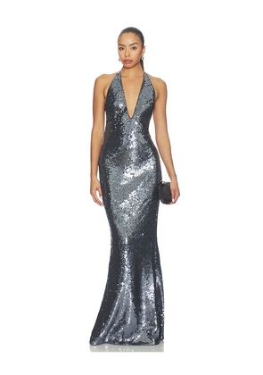 MISHA The Plundge Sequin Jersey Dress in Black. Size L. Also in XS, S, M, XL.