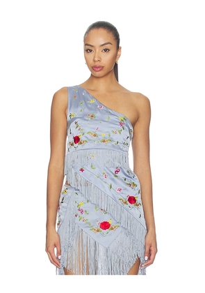 NIIHAI Lara Fringe Top in Baby Blue. Size L. Also in XS, S, M, XL.