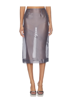 MAJORELLE Tilda Midi Skirt in Grey. Size L. Also in XXS, XS, S, M, XL.