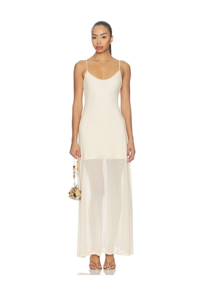 SNDYS Alessandra Mesh Maxi Dress in Beige. Size L. Also in XXS, XS, S, M, XL, XXL.