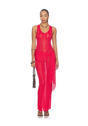 superdown Macie Drape Maxi Dress in Red. Size L. Also in XS, S, M.