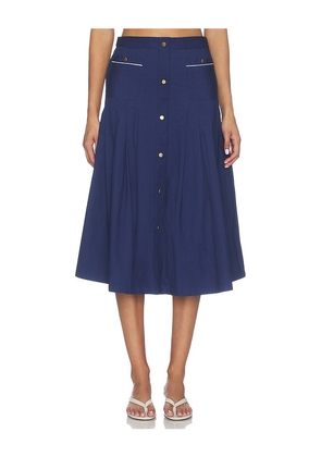 SEROYA Yumi Poplin Skirt in Blue. Size L. Also in M, S, XL, XS, XXS.