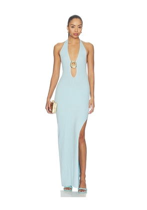 Runaway The Label Lilabelle Halter Knit Maxi Dress in Baby Blue. Size L. Also in XS, S, M, XL.