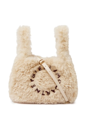 Stella McCartney Stella Logo faux-shearling tote bag - Neutrals