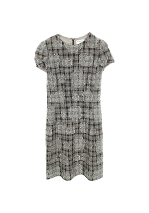 CHANEL Pre-Owned 1986-1988 Camellia check tweed mini dress - Blue