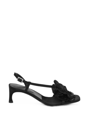 ROTATE BIRGER CHRISTENSEN satin flower sandals black