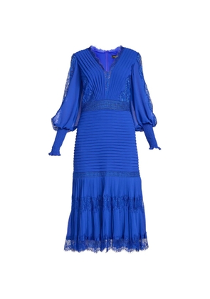 Tadashi Shoji Nyssa lace-panelled pleated midi dress - Blue