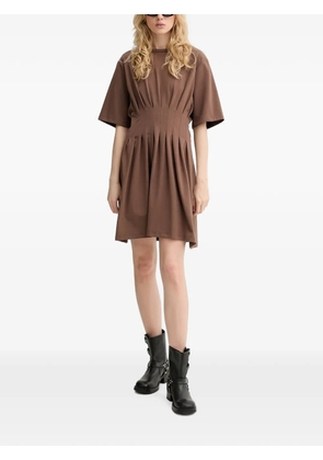 Gestuz GZinez pleated-waist T-shirt mini dress - Brown