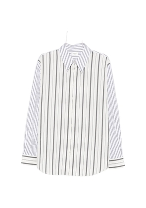 Saint Laurent vertical-stripe long-sleeve shirt - White