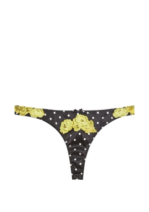 Fleur Du Mal Juliet polka-dot lace-appliqué thong - Black
