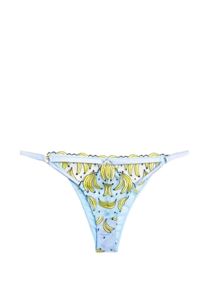 Fleur Du Mal banana-embroidered tanga briefs - Blue