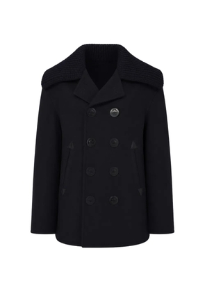 DSQUARED2 ribbed-knit collar double-breasted coat - Blue