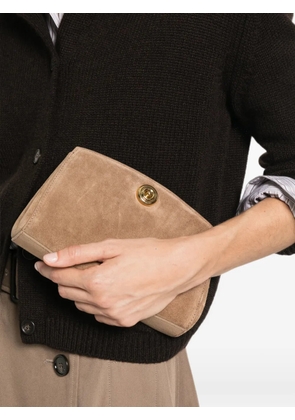 Liffner push-lock suede clutch bag - Neutrals
