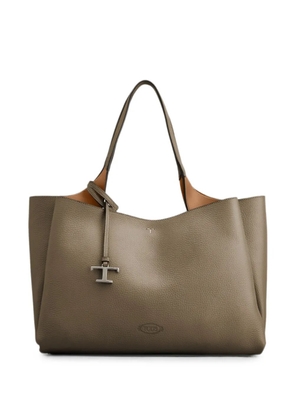 Tod's T Timeless pebbled leather tote bag - Grey