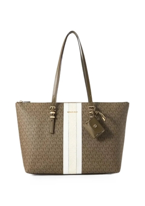 Michael Kors logo-print striped tote bag - Brown