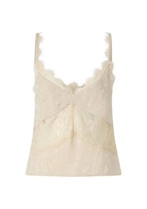 PINKO lace-trim crinkled top - Neutrals