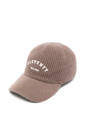 Eleventy logo-embroidered cashmere-wool cap - Brown