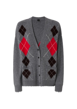 PINKO argyle-pattern distressed cardigan - Grey