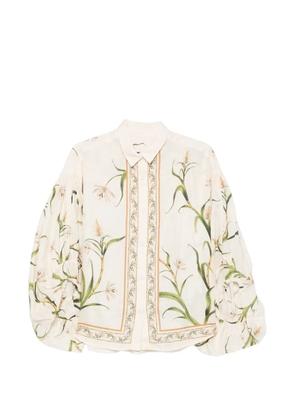 Agua By Agua Bendita Agar Azucar floral-print puff-sleeve shirt - Neutrals
