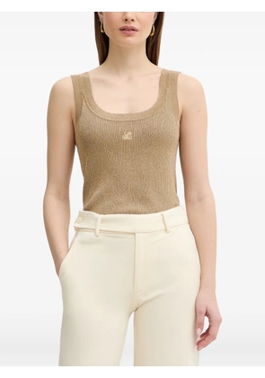 LUISA SPAGNOLI Zaida ribbed-knit logo-embroidered top - Neutrals