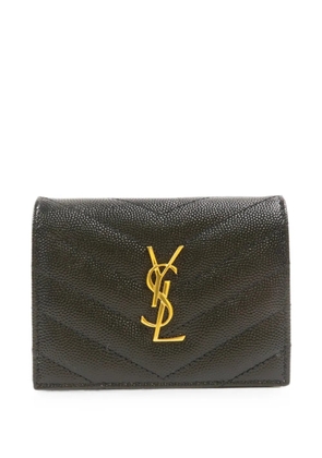 Saint Laurent Pre-Owned Cassandre matelassé card case wallet - Black