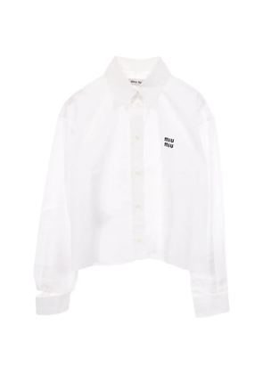 Miu Miu Pre-Owned 2010s poplin logo-embroidered shirt - White