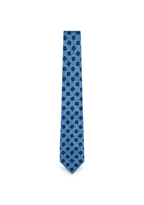 Kiton floral-print silk-twill tie - Blue