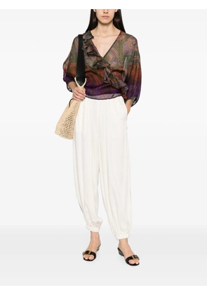 ETRO paisley-print ruffled blouse - Green