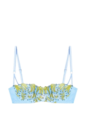 Fleur Du Mal banana-embroidery balconette bra - Blue