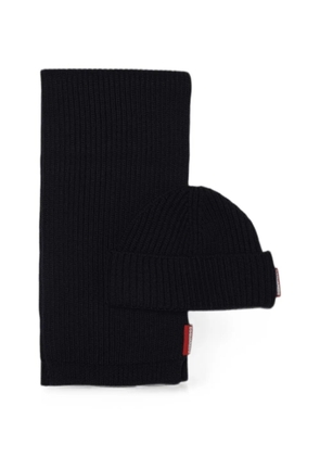 DSQUARED2 ribbed-knit scarf and beanie hat - Blue