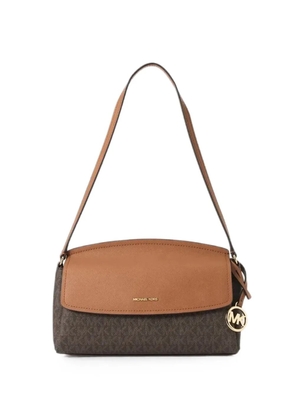 Michael Kors monogram-print logo-plaque shoulder bag - Brown