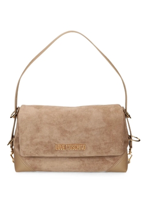 Love Moschino logo-plaque shoulder bag - Neutrals