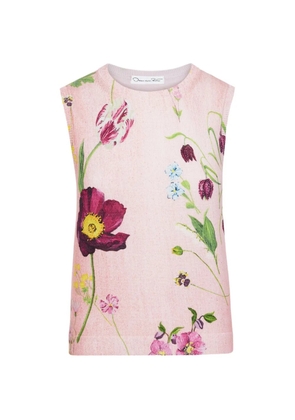 Oscar de la Renta botanical-print sleeveless sweater - Pink