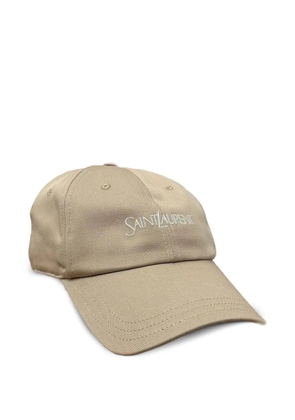 Saint Laurent logo cap in cotton gabardine - Neutrals