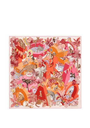 Ferragamo Jungle Party print silk scarf - Pink