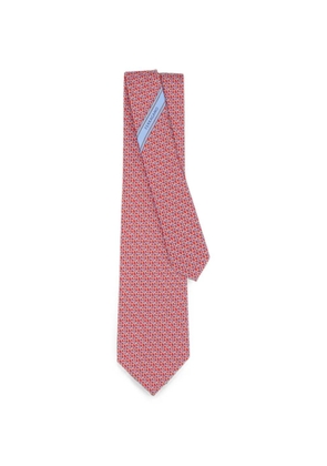 Ferragamo Gancini-print silk tie - Red