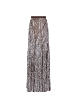 Rabanne sequin-embellished embroidered maxi skirt - Brown