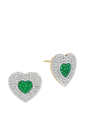 PHILLIPS HOUSE Infinity Heartbeat emerald and diamond earrings - Gold