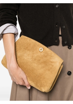 Liffner push-lock suede clutch bag - Neutrals