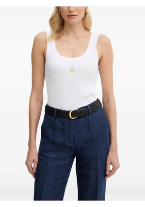 LUISA SPAGNOLI Cucirino ribbed logo-embroidered top - White
