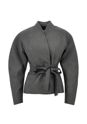 THE ANDAMANE belted puff-sleeve jacket - Grey