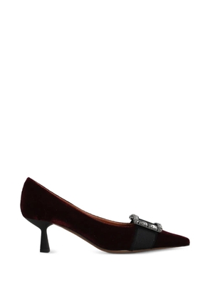 Roberto Festa Decolette crystal-buckle velvet pumps - Red