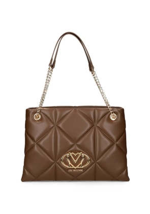 Love Moschino logo-plaque shoulder bag - Brown