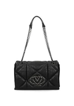 Love Moschino logo-appliqué shoulder bag - Black