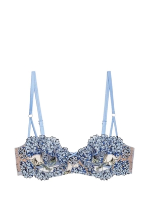 Fleur Du Mal Hydrangea Balconette floral-embroidered underwired bra - Blue