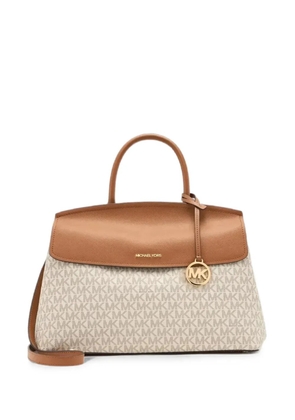 Michael Kors logo-print leather-trim satchel bag - Neutrals