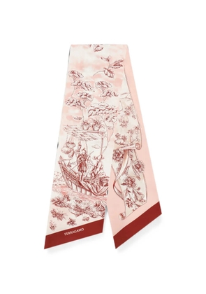 Ferragamo Voyage-print pointed-tip scarf - Pink